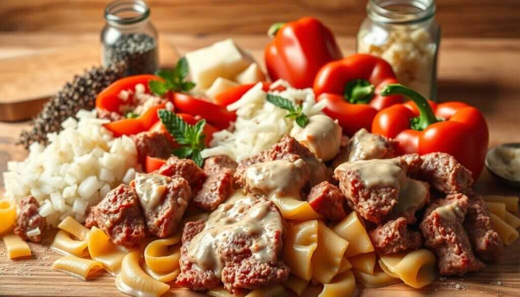 Creamy Beef Pasta Ingredients