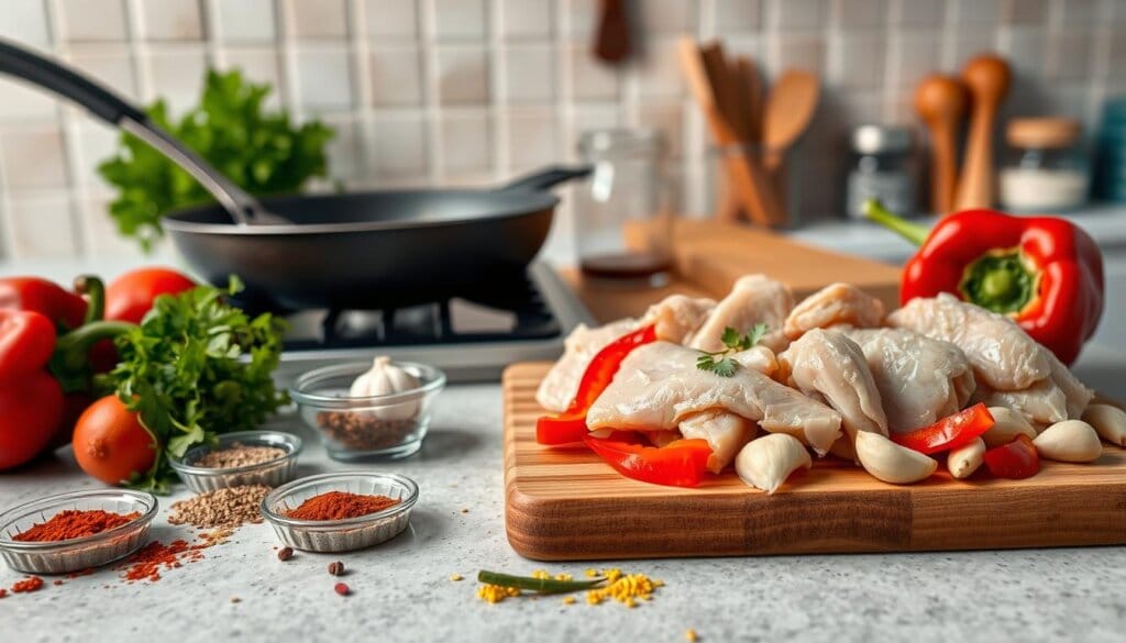 Preparing Spanish Chicken Ingredients Preparing Spanish Chicken Ingredients