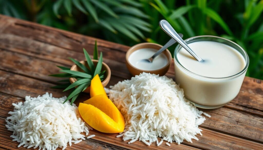 key ingredients for sticky rice with mango, Authentic Vietnamese Sticky Rice with Mango